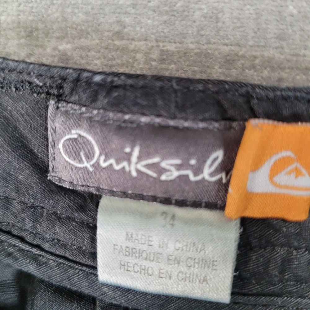 Vintage‎ Quiksilver Shorts Mens 34 Black Y2K Cargo Baggy Skater Grunge